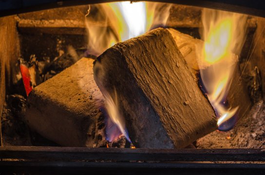 Briquettes drying on a rack